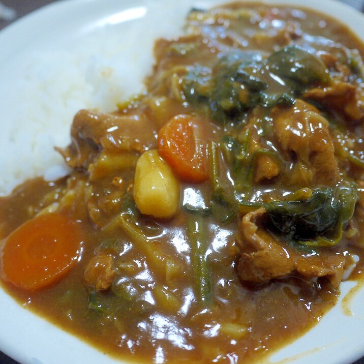 圧力鍋でほうれん草入りカレー